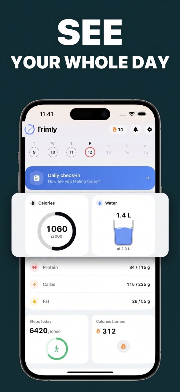 See your whole day: calories, macros, and activity